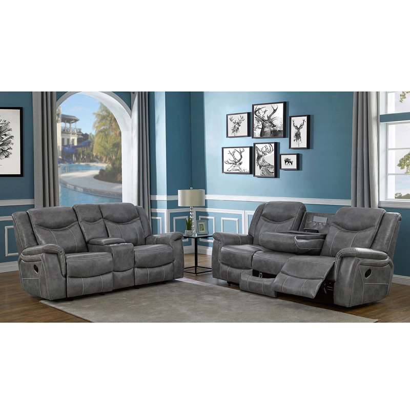 Masley Grey 2-Piece Reclining Living Room Set