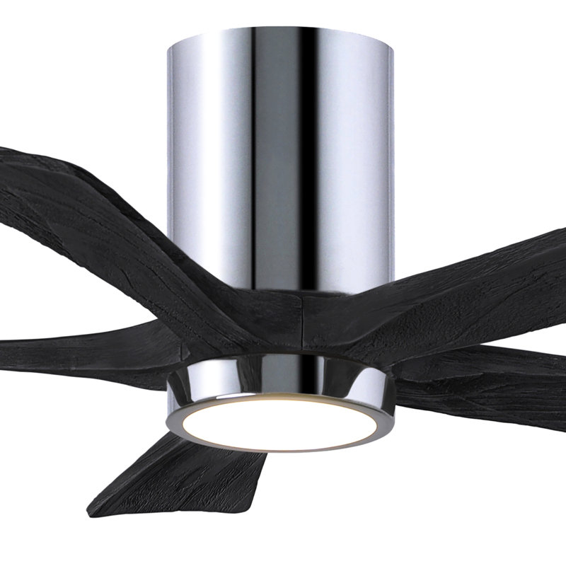 Ventilateur de plafond à 5 pales DEL avec ensemble d'éclairage inclus Irene, Chrome poli, 42", Noir mat
