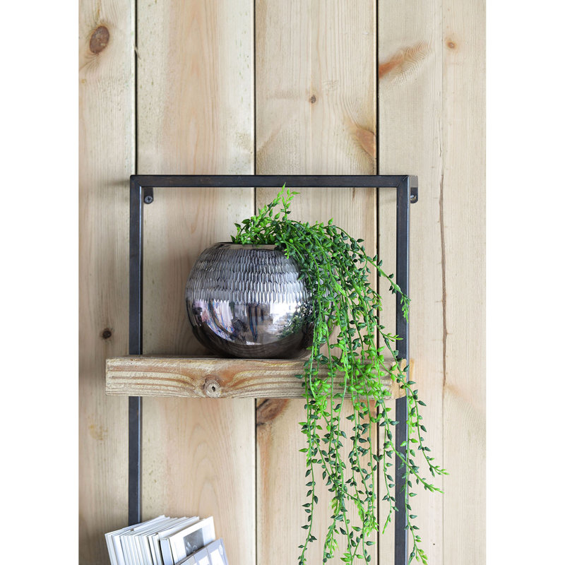 Étagère de rangement avec rainures en plaques, 12 x 6 x 27 po, fer industriel et salon de style bois