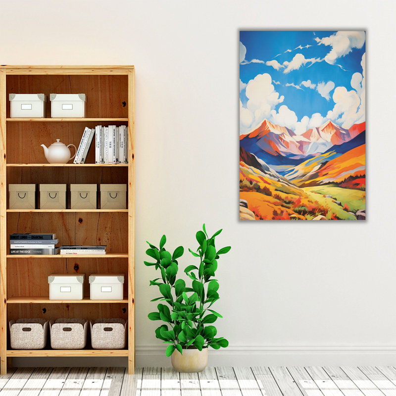 " Colour Storm Over Rockies ", Brown Floater Framed Canvas, 48" H x 32" W x 1.25" D