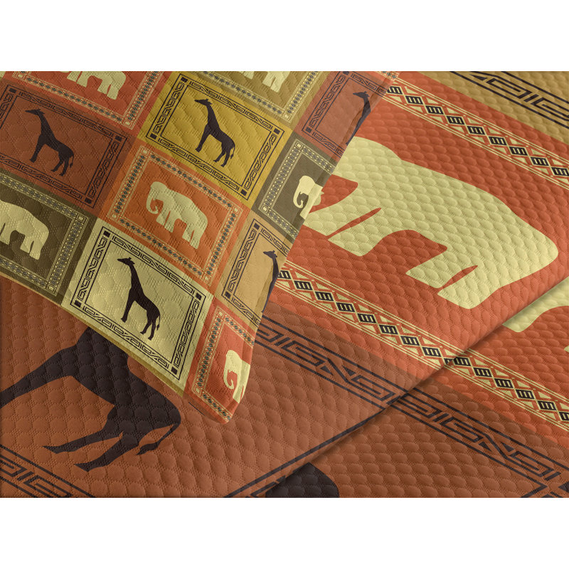 Ambesonne Vintage Bedspread Set Animals Pattern Black and Brown, King Coverlet / Bedspread + 2 Standard Shams