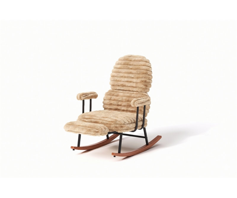 Chaise berçante à glace, Tan Faux Fur