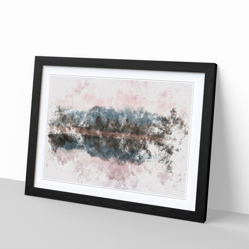 Reflection of the Mountains - Picture Frame Painting Print, Black Framed, 33cm H x 45cm W x 2cm D