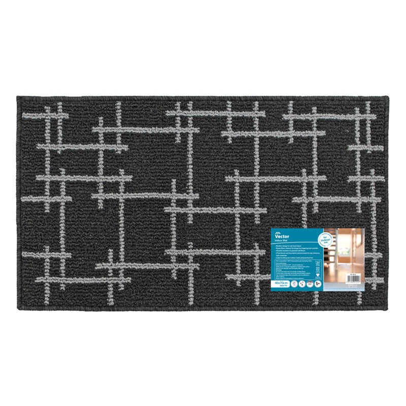 Non-Slip Indoor Doormat, Black, Rectangle W40 x L70 cm