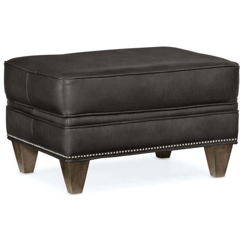 Reddish Ottoman, Gunmetal, Cobblestone, Rio Mineral Genuine Leather