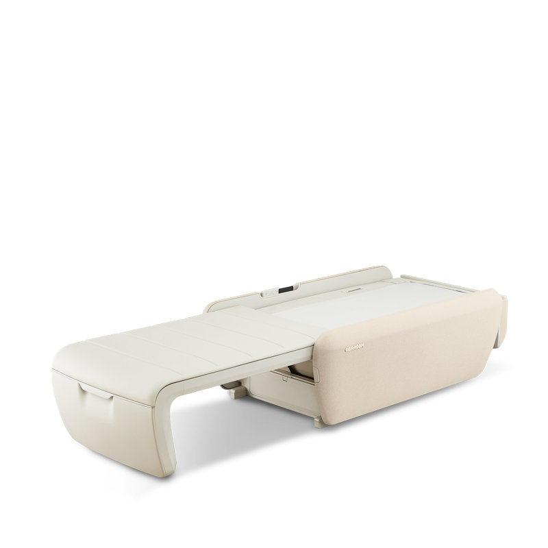 Leather Heated Massage Chair Ottoman Included, Beige