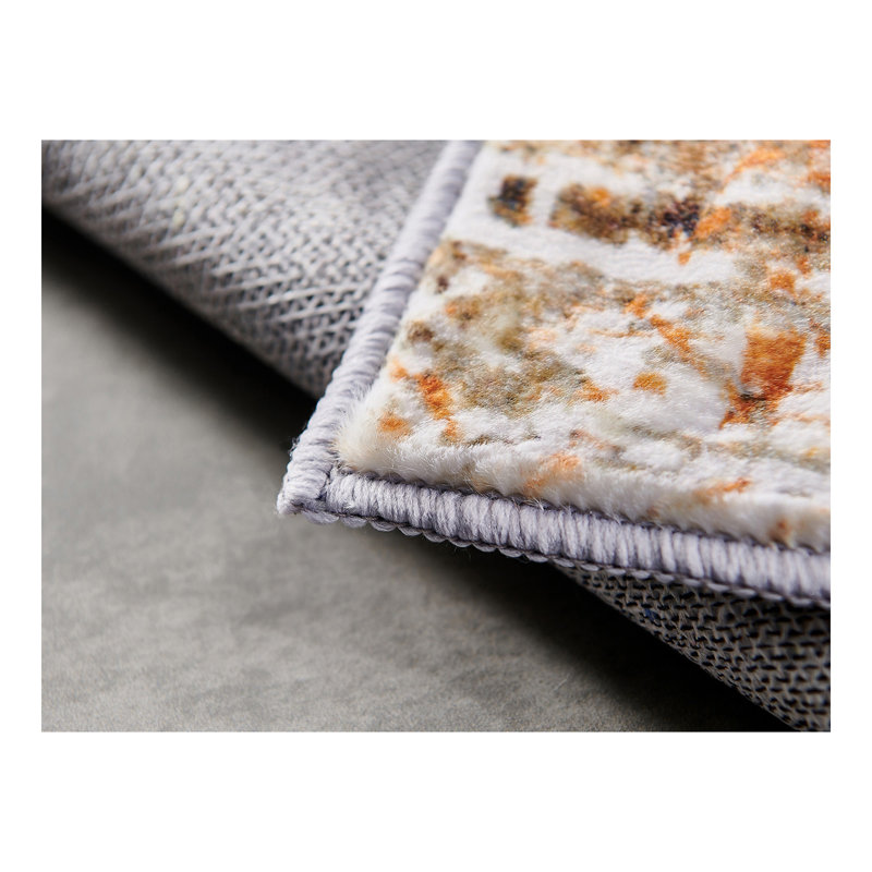 Collection Abstract Design Turquoise Gray Rust Machine Washable Super Soft Area Rug, Rectangle 2' x 3'