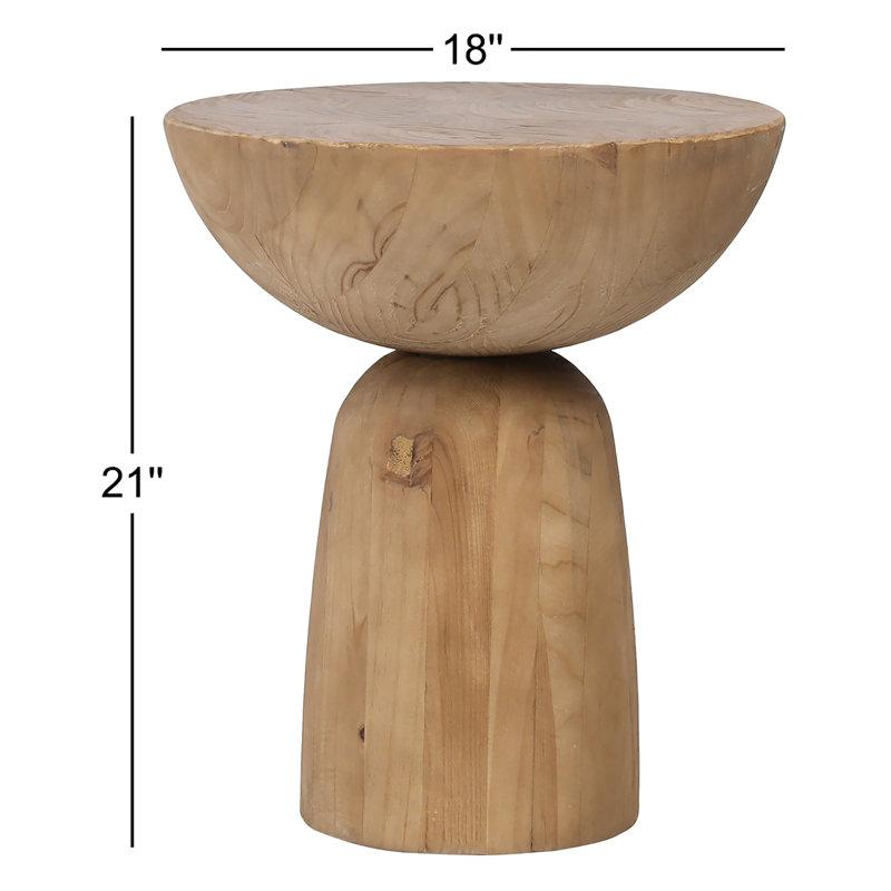 Balak Solid Wood Pedestal End Table, Natural Pine