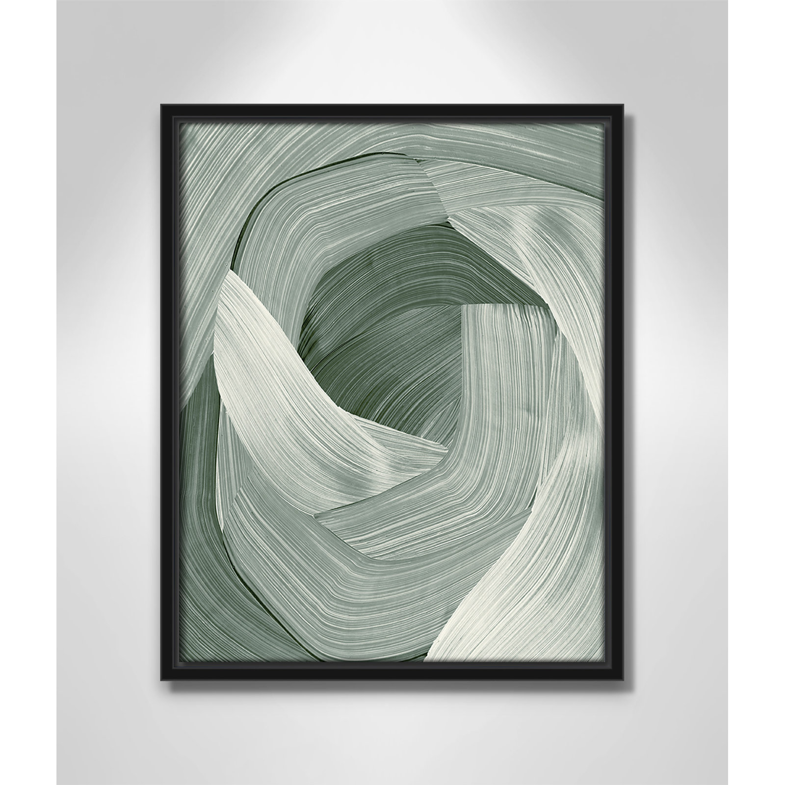 Enriched Emerald - Floater Frame Graphic Art Print on Canvas, Black , 15.5" H x 12.5" W