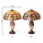 24.5"H Victorian Amber Dome Shade Double Lit Tiffany-Style Stained Glass Table Lamp-243898409