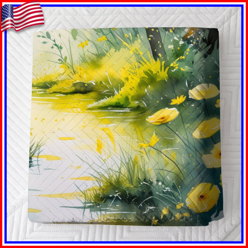 Couvre-lit matelassé Springtime Forest Stream toutes tailles, Lit simple