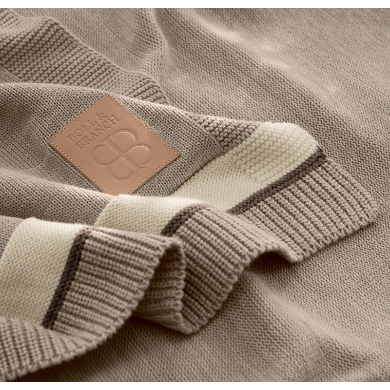 Court Knitted Throw Blanket, Heathered Oatmeal
