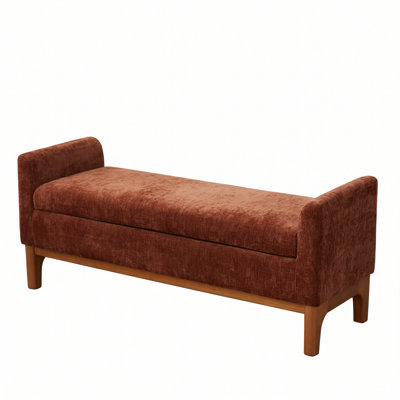 Chenille Upholstered Storage Bench