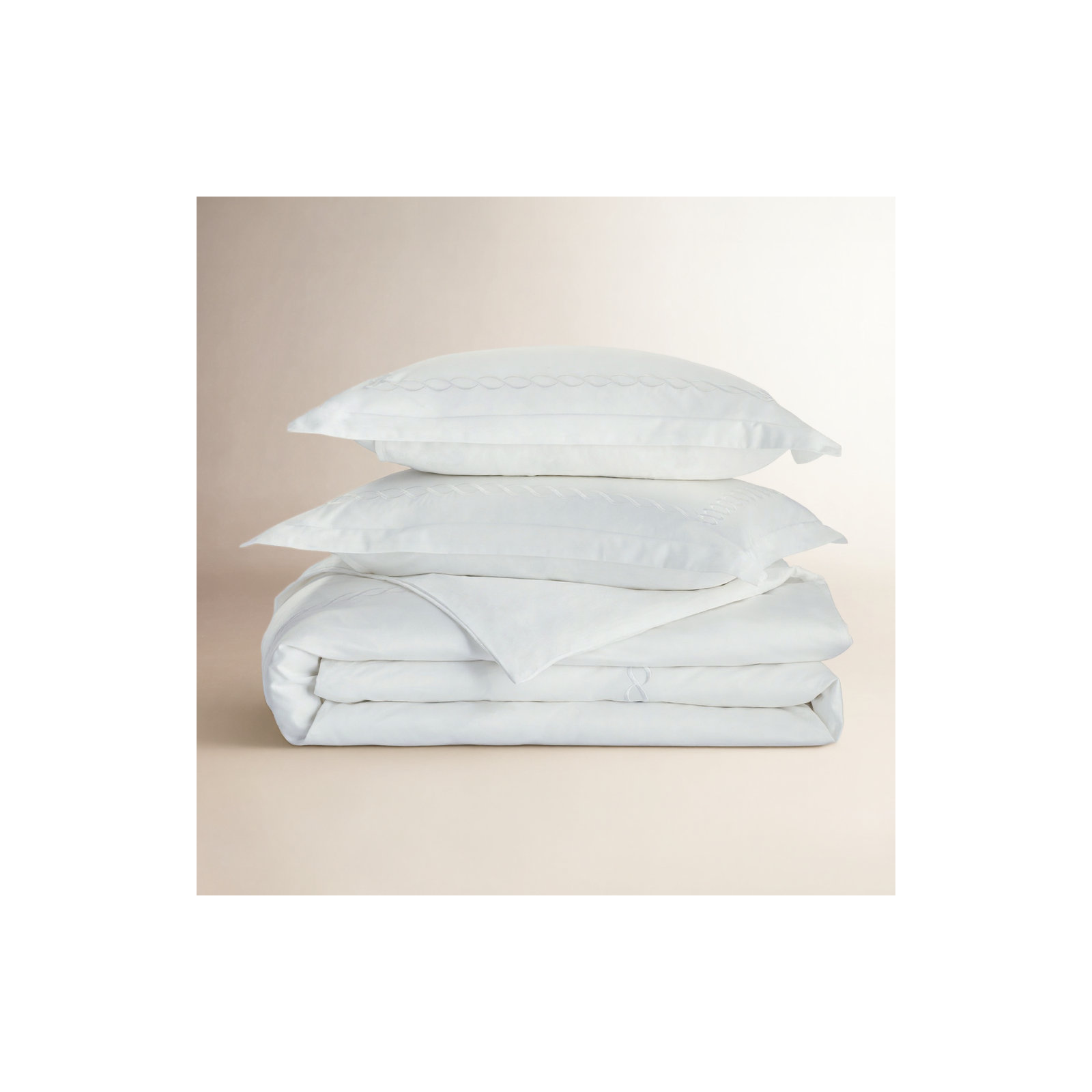 Avellana Sateen Duvet Cover Set, King Duvet Cover + 2 King Shams, White