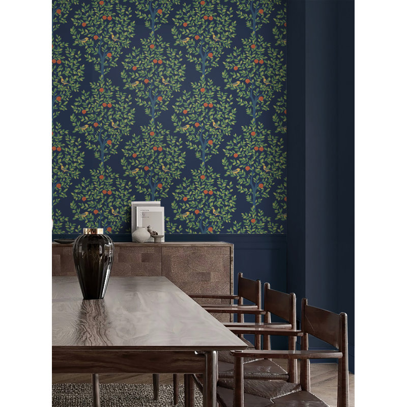 Rouleau de papier peint à peler et coller L 18 pi x l 20,9 po Coolbrook Greenery, Bleu marine / verdure