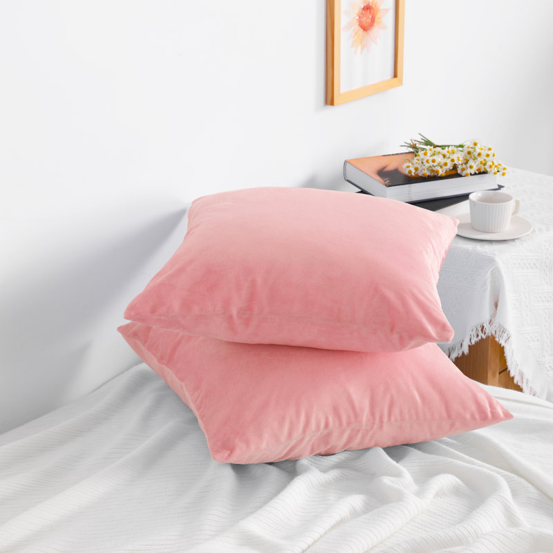 Housse de coussin carré à fermeture à glissière, housse en velours de luxe, très douce - NTBAY, Rose