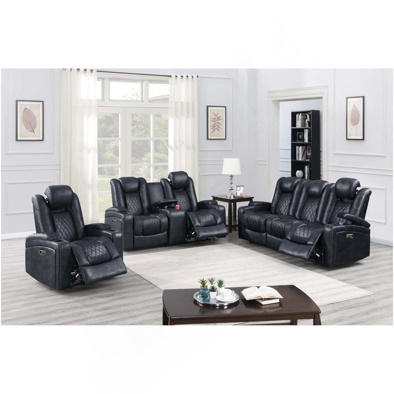 Causeuse inclinable électrique moderne de style contemporain avec repose-tête réglable et support pour porte-gobelet 1 pièce
