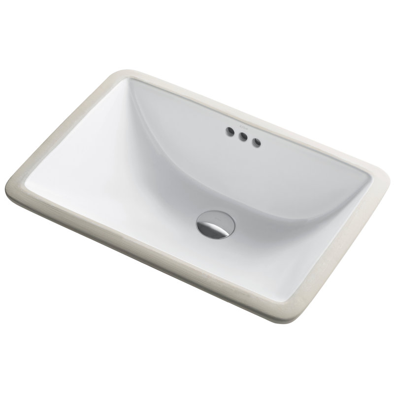 White Vitreous China Rectangular Undermount Bathroom Sink, 20 7/8 in