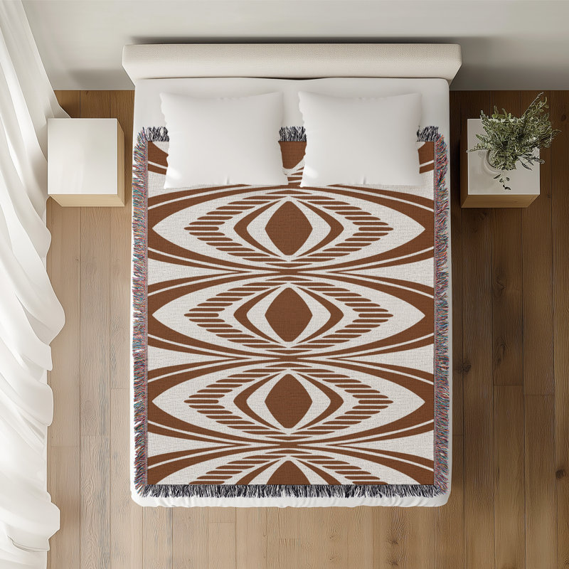 Jeté en coton Shield, Brun rouille, 60 po x 80 po