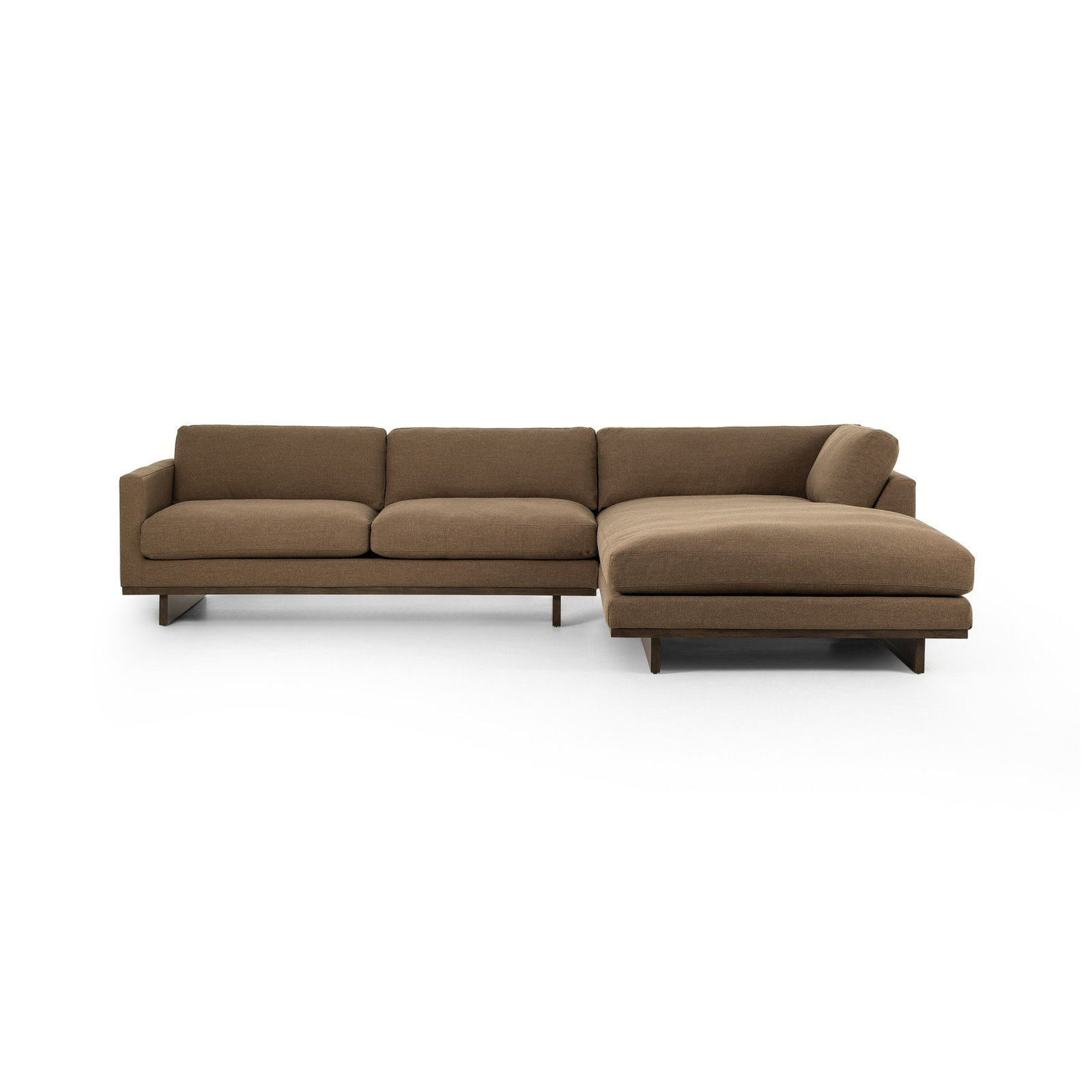 Menades Upholstered Chaise L-Sectional, Right Hand Facing, 32" H x 133" W x 86" D, Antwerp Cafe Linen Blend