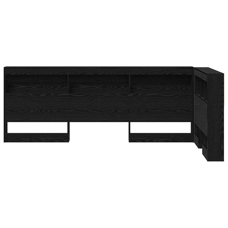  Storage Headboard With Shelf 90 Cm Engineered Wood, 76.5cm H x 207.5cm W x 92.5cm D, Black Oak