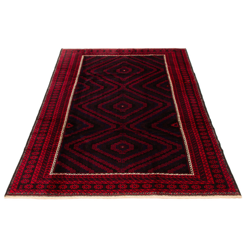 Tapis rouge foncé 6 pi 3 po x 9 pi 10 po Teimani