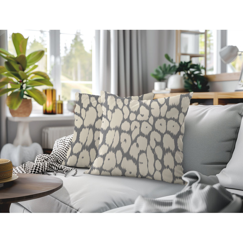 Oreiller réversible Clio Zebra, 18x18, Gris