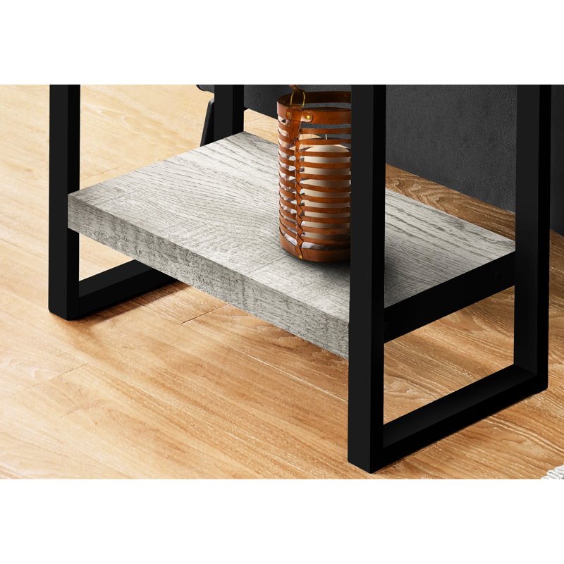 2 tables de bout en stratifié gris et métal noir, pour une utilisation flexible dans une chambre ou un salon