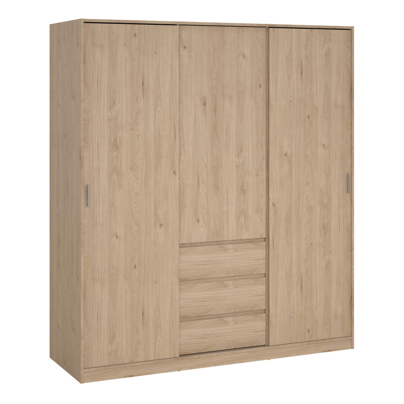 Bonaira 3 Door Manufactured Wood Wardrobe, Jackson Hickory Oak