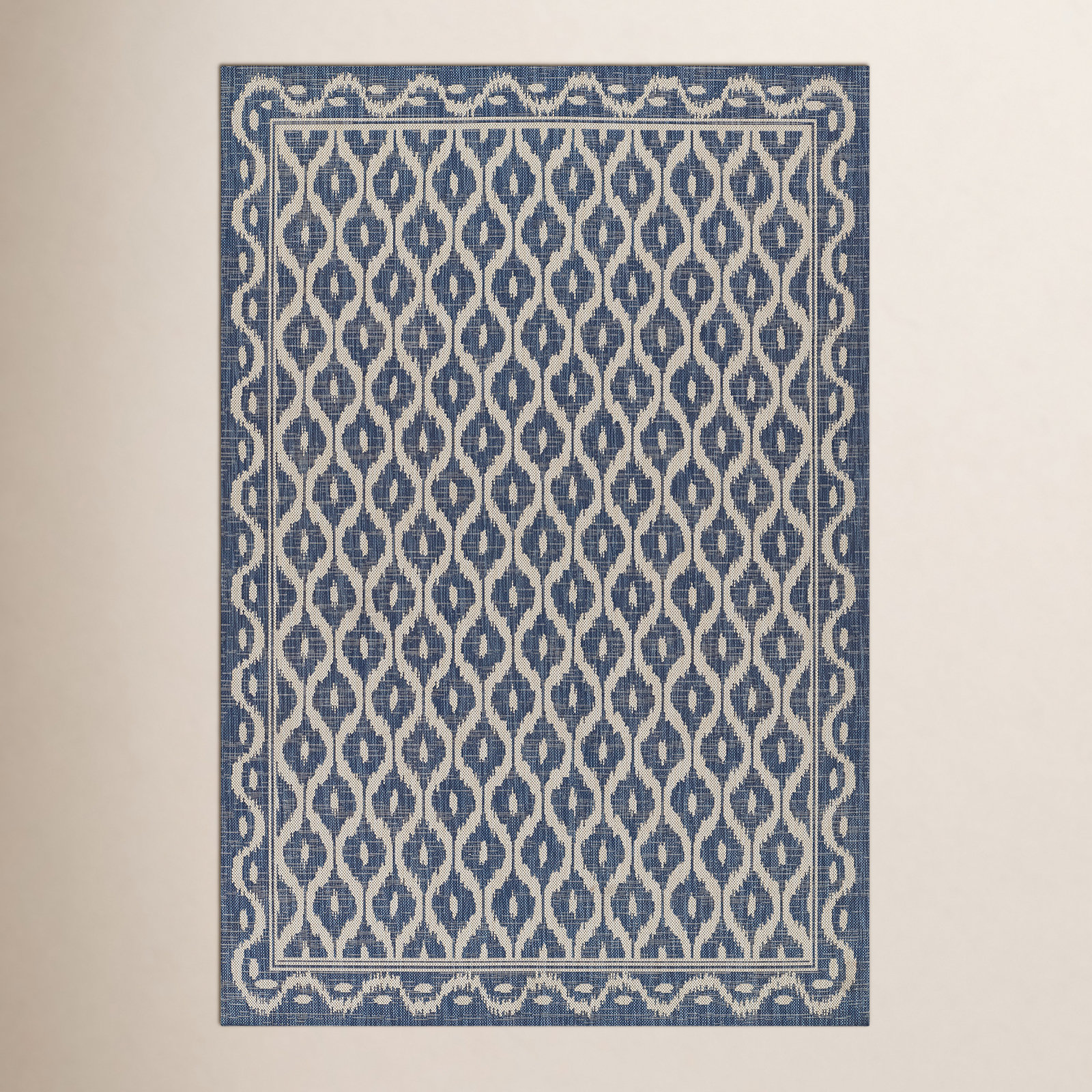 Susanna Blue/Beige Indoor/Outdoor Rug, Rectangle 6'6" x 9'
