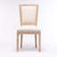 Chaise de salle à manger style français à structure carrée en bois massif avec dossier en lin, ensemble de 2