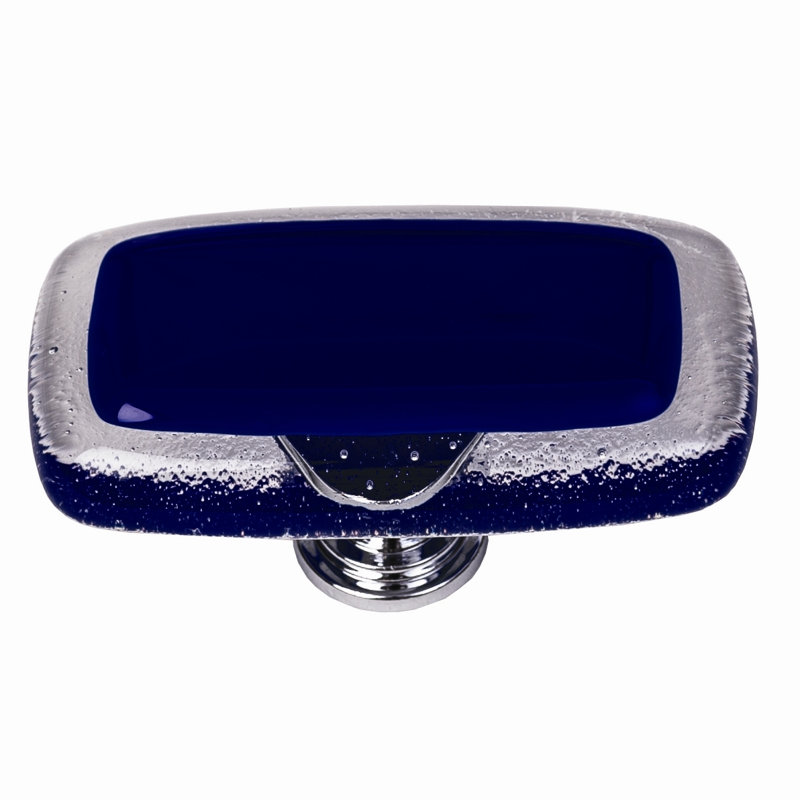 2" Length Rectangle Knob, Aqua, Polished Chrome