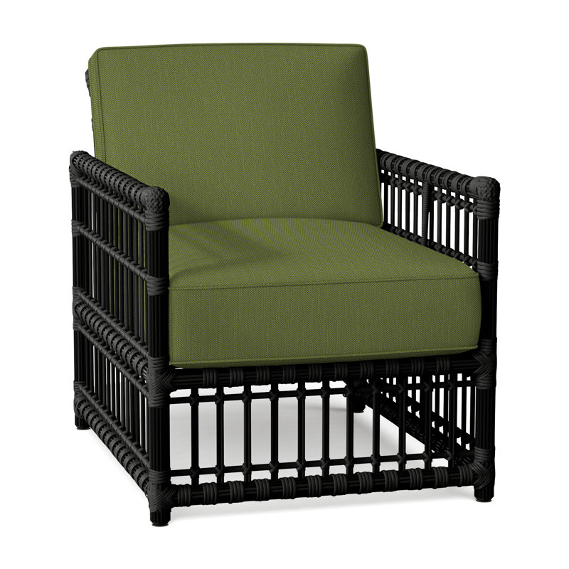 Newport Arm Chair with Cushions, Welt, Onyx, Linen Forest