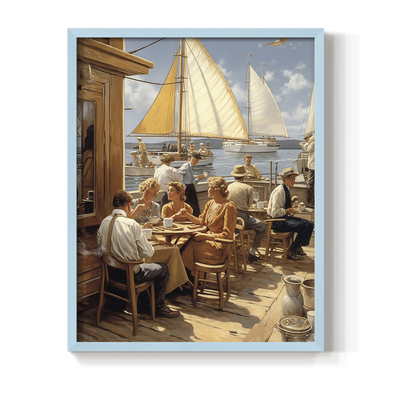 NAUTICAL Series DCxxV, reproduction encadrée - bois massif, Bleu, H 21 po x l 17 po