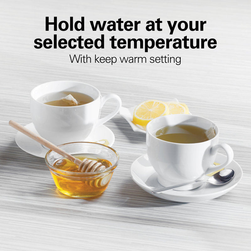 Hamilton Beach 1.7L Silver Glass Electric Kettle with Variable Temperature