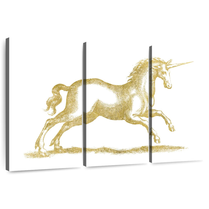 Kelan Golden Unicorn Fantasy, 28" H x 45" W