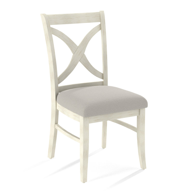Hues Cross Back Dining Side Chair, White Performance Fabric; 0851-94, Antique Frost White Finish