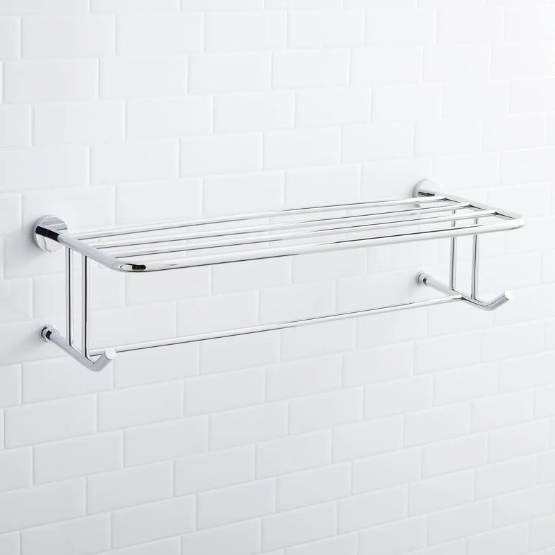 Ceeley Collection Wall-Mount Towel Rack with Shelf, Chrome