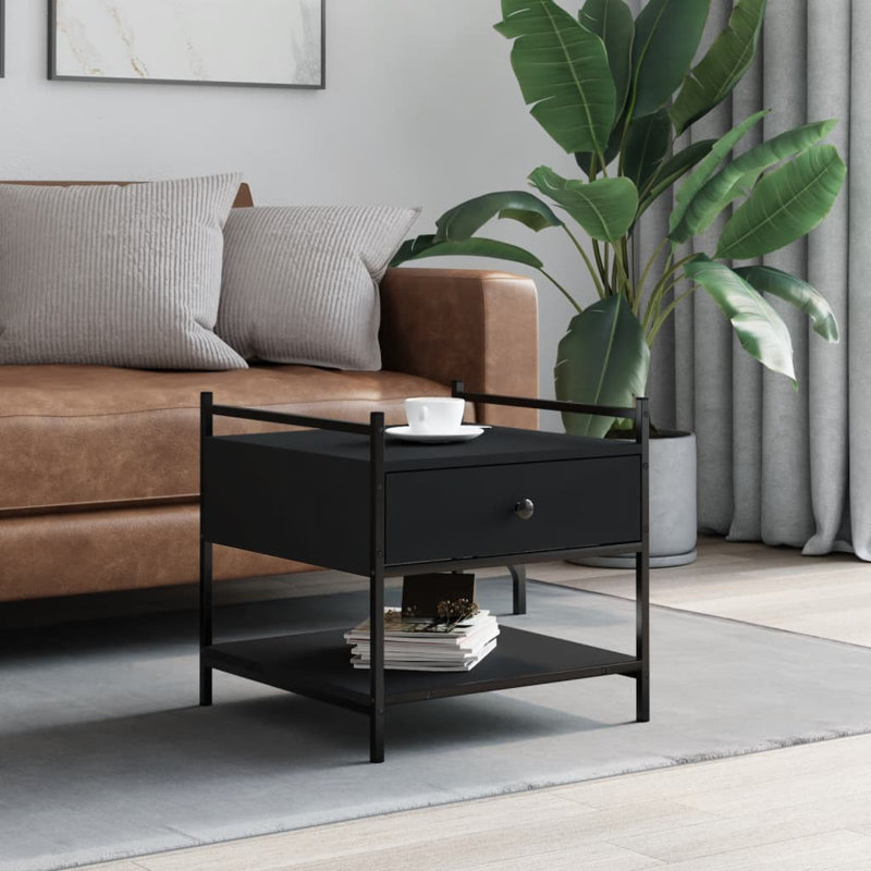 Four Leg Coffee Table with Storage, Black