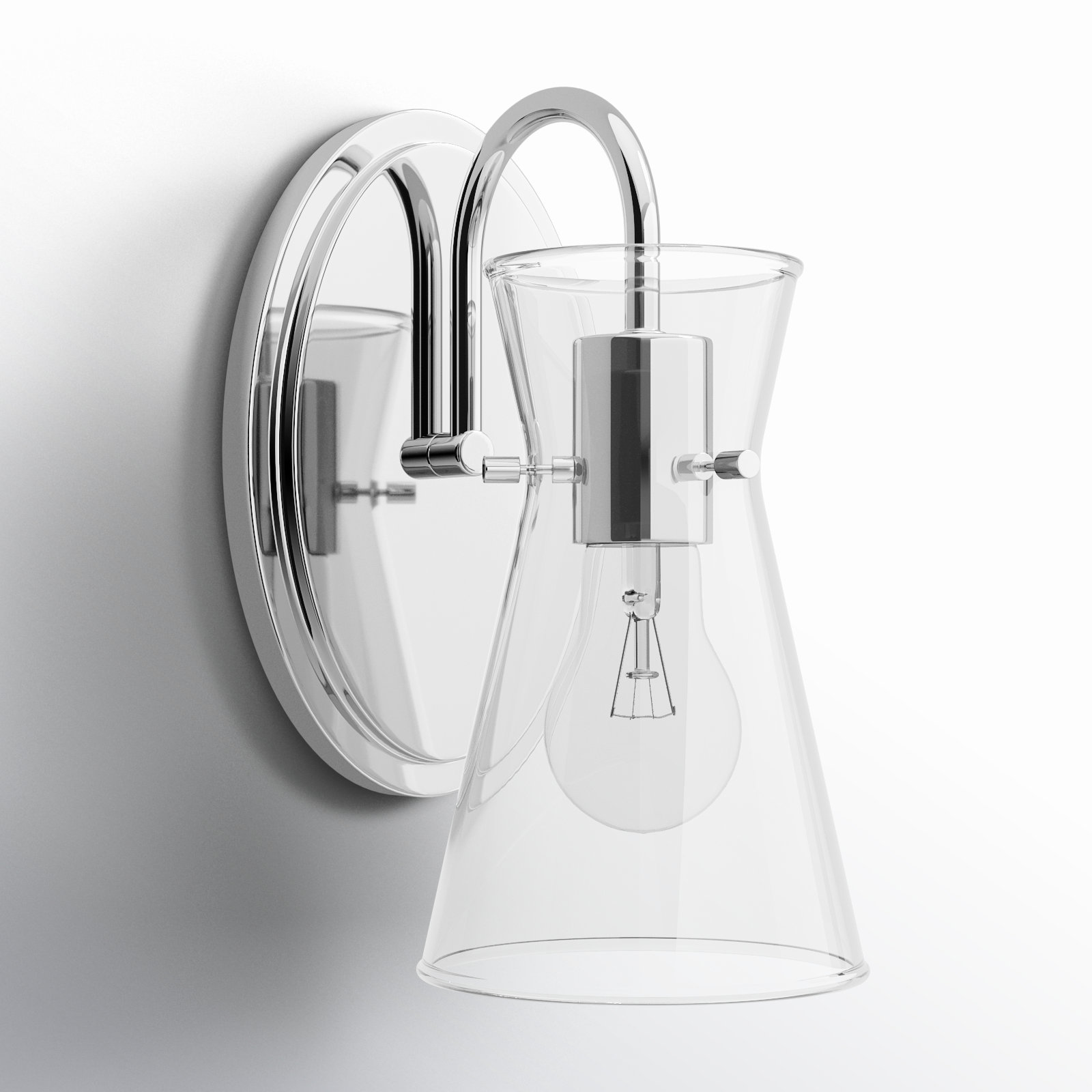 Single Transparent Dimmable Bath Sconce, Polished Chrome