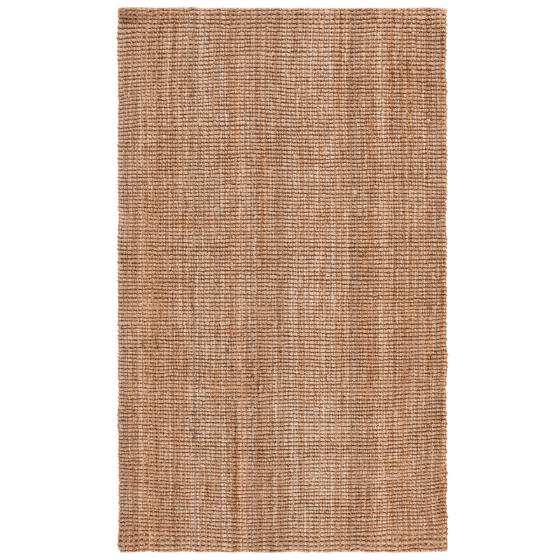 Tapis en jute / fibre de coco couleur unie tissé à la main Kieva, Rectangle 6 pi x 9 pi