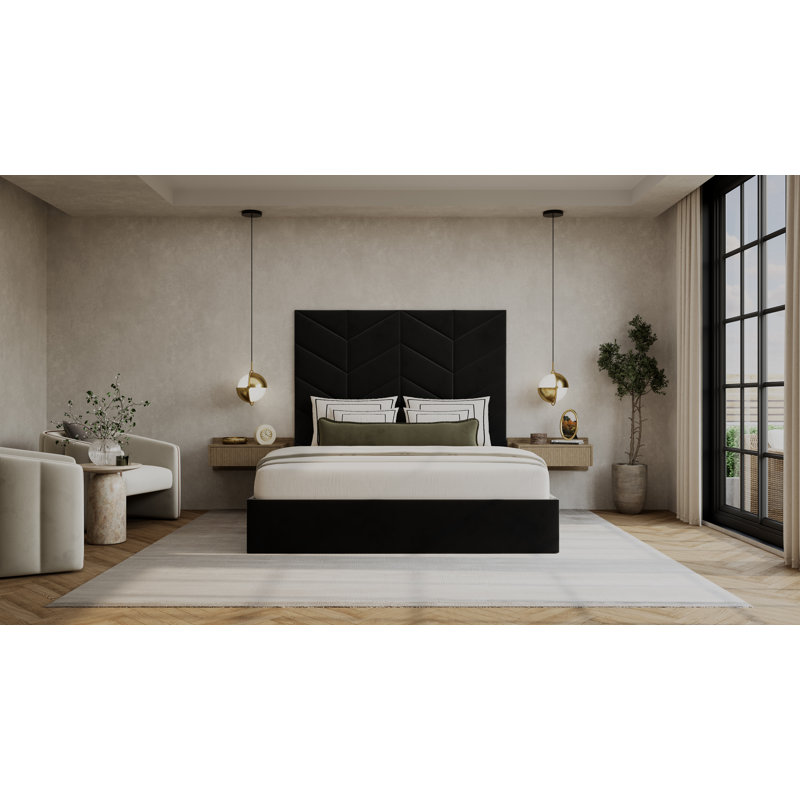 Vant Chevron Upholstered Wall Mounted Headboard Panels for King Beds, Ivory Boucle, 79" W x 60" H, Ivory, Boucle, King