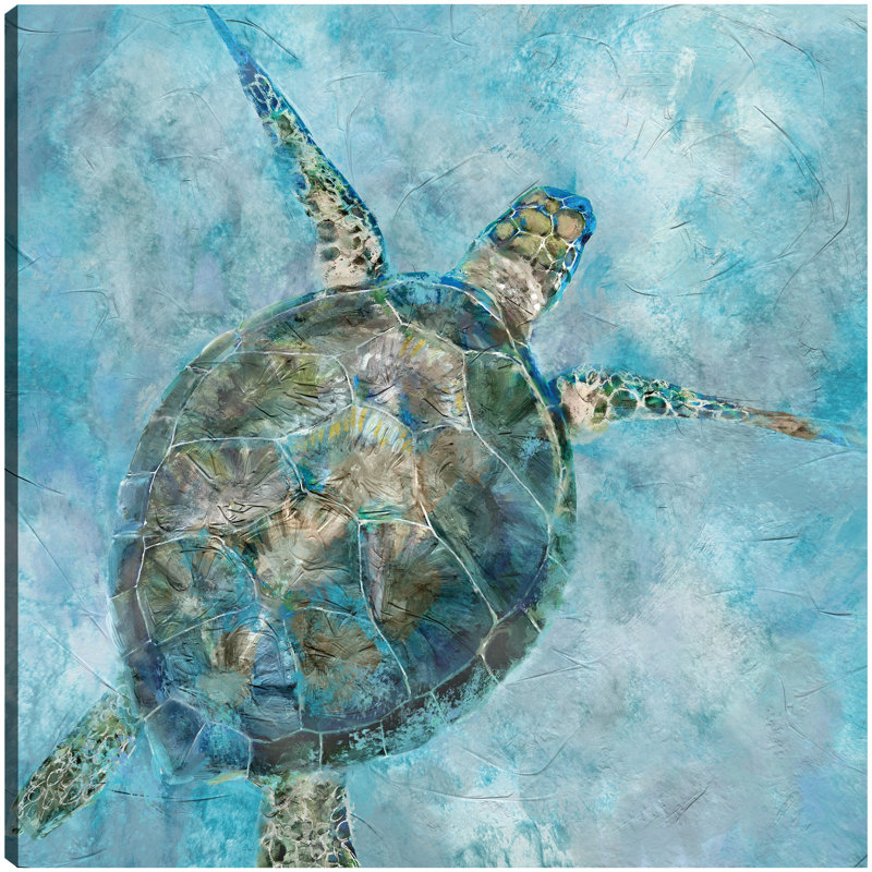 Sea Turtle Blues 12" x 12" Canvas Art Print