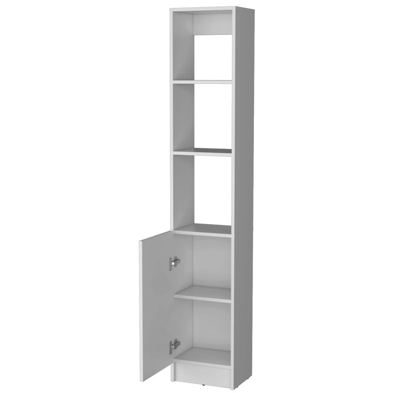 Armoire à linge 1 porte pour salle de bain - Unité de rangement à 5 tablettes, Blanc