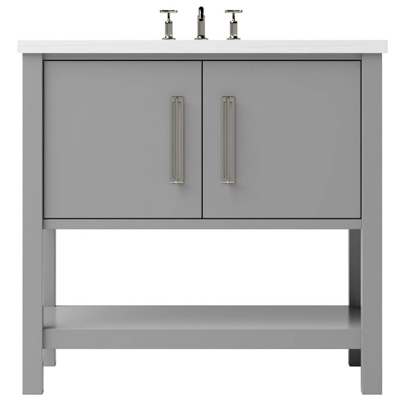 Kiawah Single Bath Vanity, Satin Nickel, 42", Platinum Gray