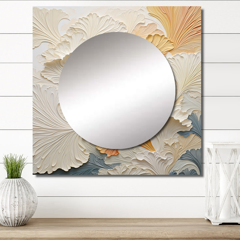 Ablie - art de miroir mural de salon moderne carré doré bord de mer tropical tropical, 36 po x 36 po