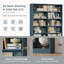 Bibliothèque double en bois à 6 niveaux H 74,3 po x l 47,2 po (ensemble de 2)-1209258709