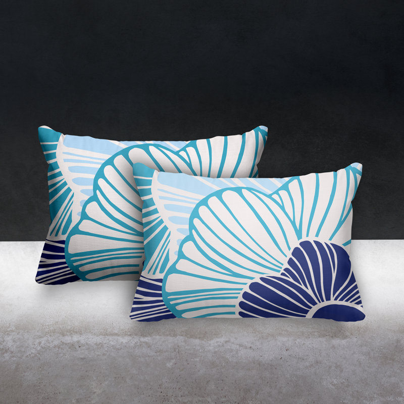 Floral Outdoor Reversible Throw Pillow, Turquoise