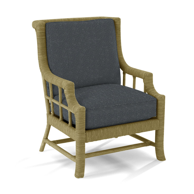 Lafayette Armchair, White Textured Performance; 0865-91, Brass