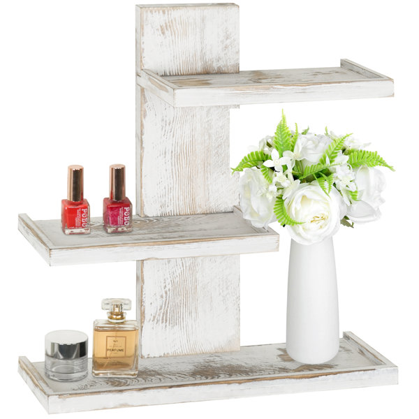 White/Natural 3-Tier Small Wood and Metal Shelf